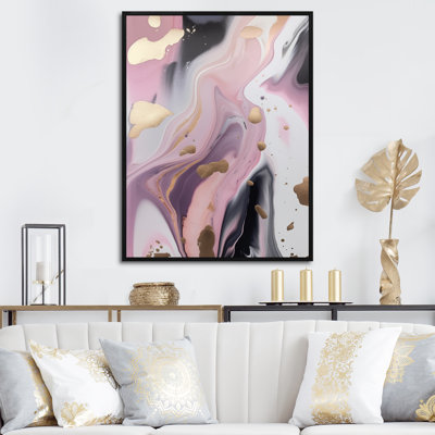 " Gold And Pink Swirl Ink I "
