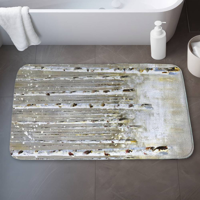 Birch forest by winter Bath Mat with Non-Slip Backing - Quick Dry Memory Foam Bathroom Rug - Absorbent - Modern Plush Spa-Style - Machine Washable