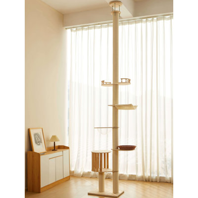 Solid Wood Floor-to-Ceiling Cat Tree