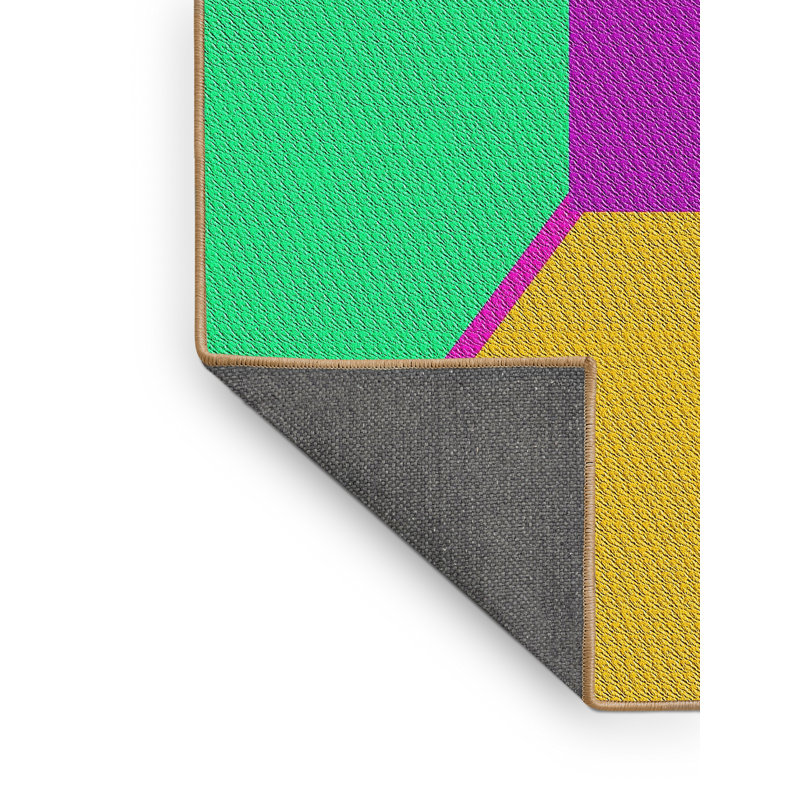 Tapis rouge/vert/mauve à motif mauve, Rectangle 5 pi x 7 pi