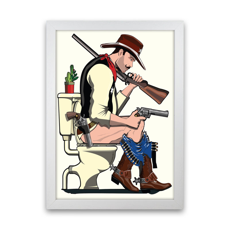 Cowboy - Print, White Framed, 42cm H x 30cm W x 3cm D