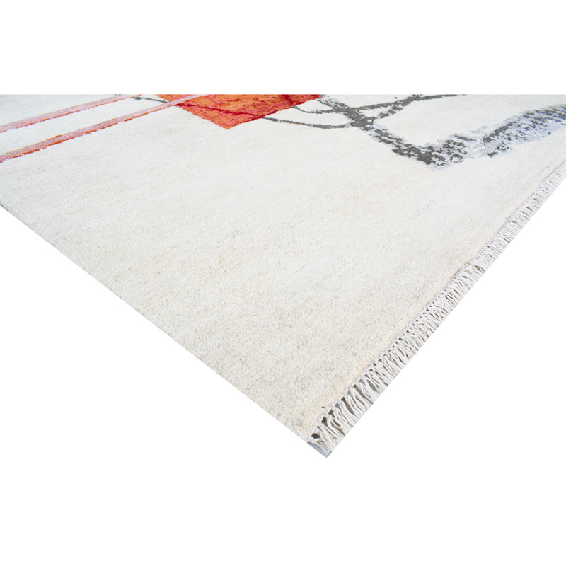 Hand Woven Silk and Wool Area Rug, Rectangle 8' x 10'