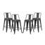 Tabouret de bar 24 po en métal de style rustique rustique avec dossier, tabouret de bar de cuisine, construction légère et robuste, ensemble de 4