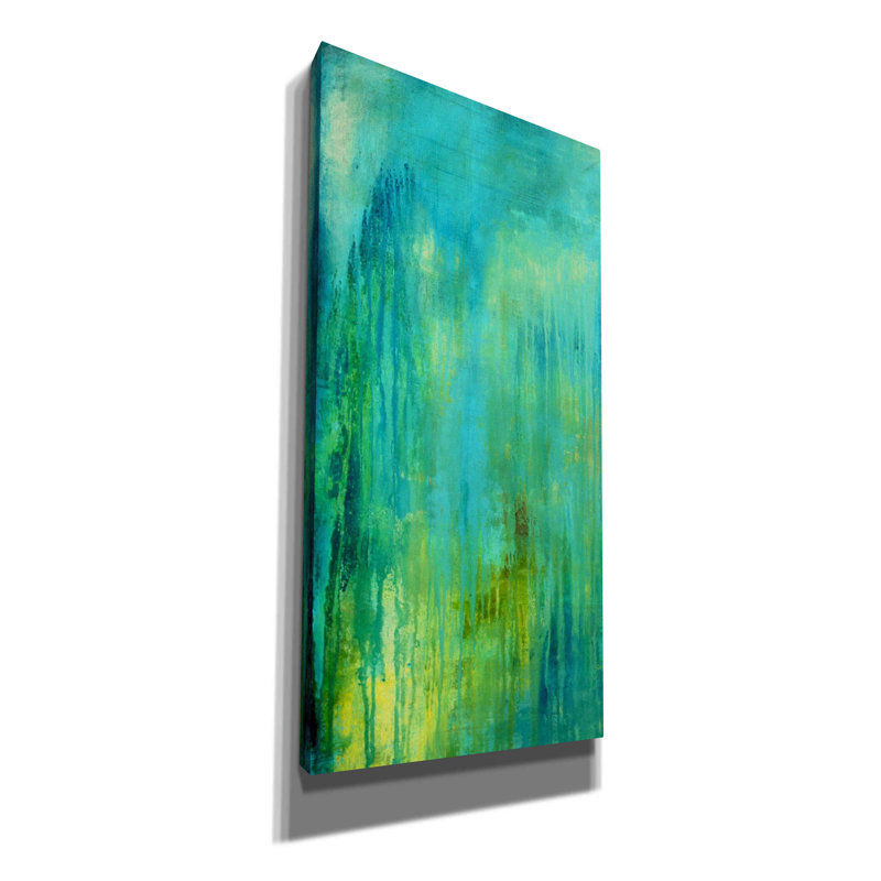 «Epic Graffiti« Blue Mountain Rain I »par Erin Ashley, art mural sur toile, H 60 po x l 30 po x P 1,5 po