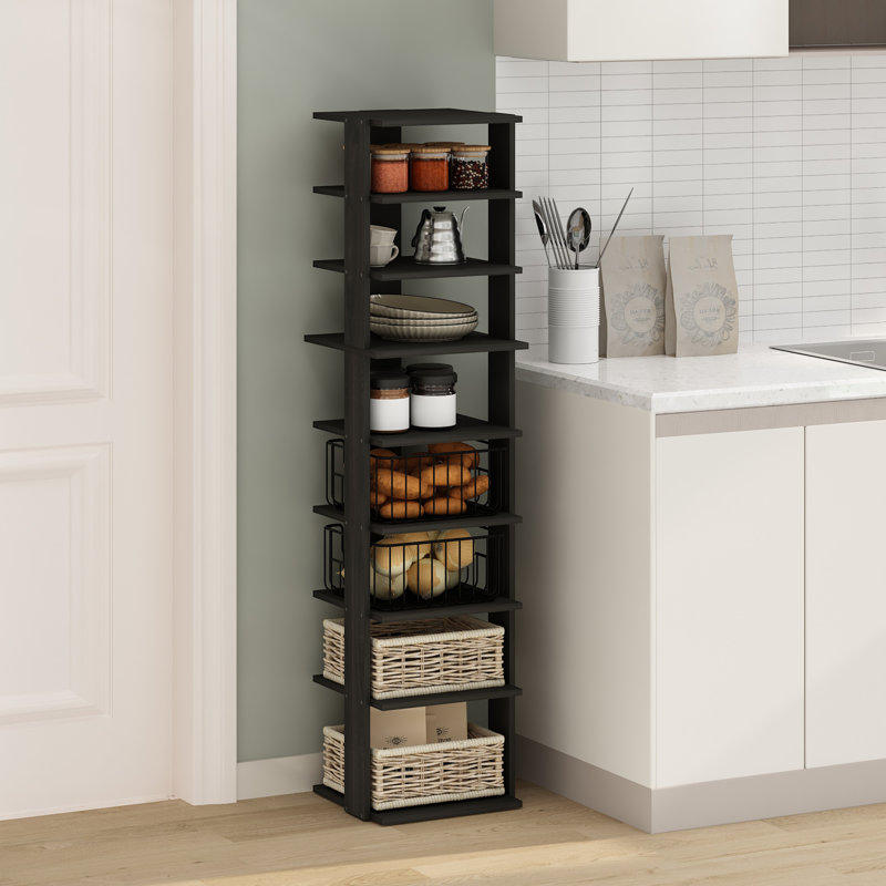 Furinno Compact 9-Tier Vertical Space Saving Free Standing Corner Shelf, Display Rack, Espresso, Espresso