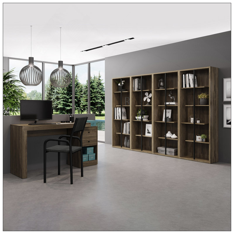 Bureau polyvalent et extensible pour un espace de travail productif, Noyer