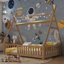 Lit simple simple avec lumière, lit surélevé avec clôture et toit pour enfants Garçons Filles-1670577346-1670577344