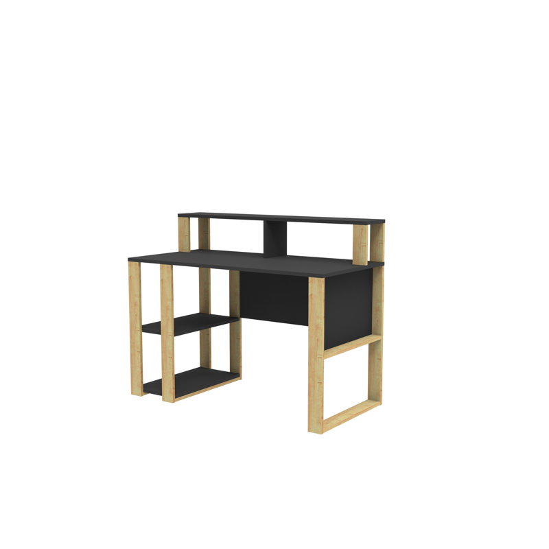 Tramal Geometric Writing Desk, Anthracite/Oak