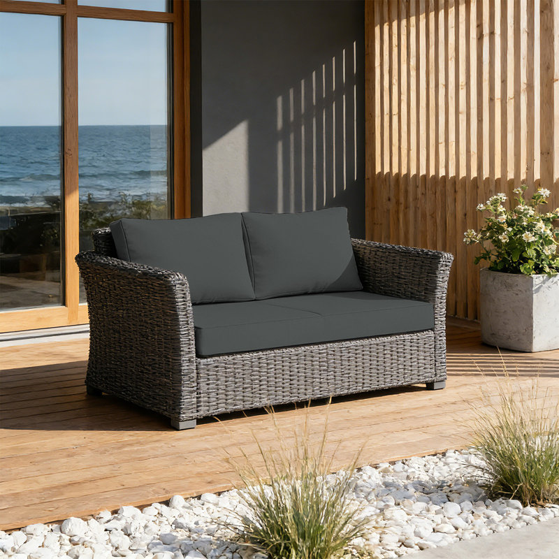 48" X 24" Waterproof Outdoor Loveseat Cushion Set, Patio Furniture Replacement, Gray
