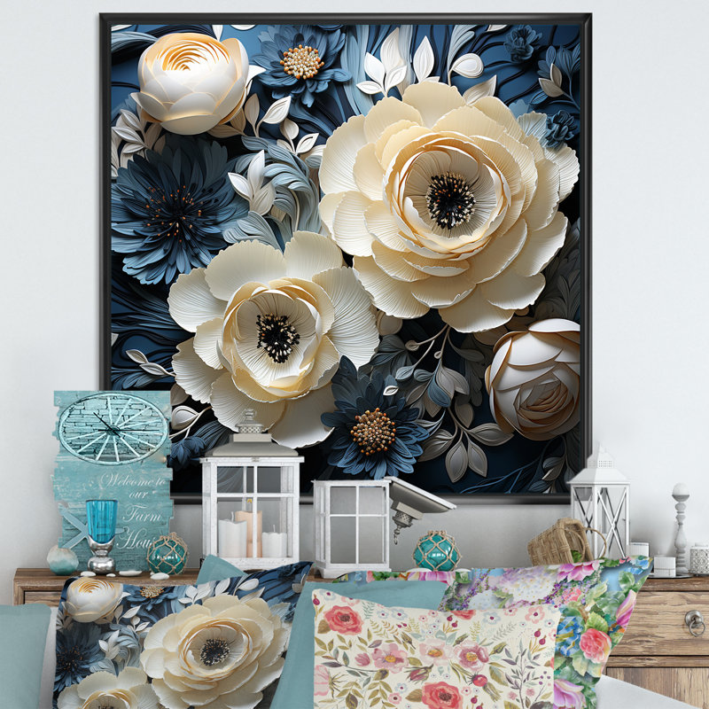" Ranunculus Bouquet II " Print, Black Floater Framed, 16" H x 16" W x 1" D