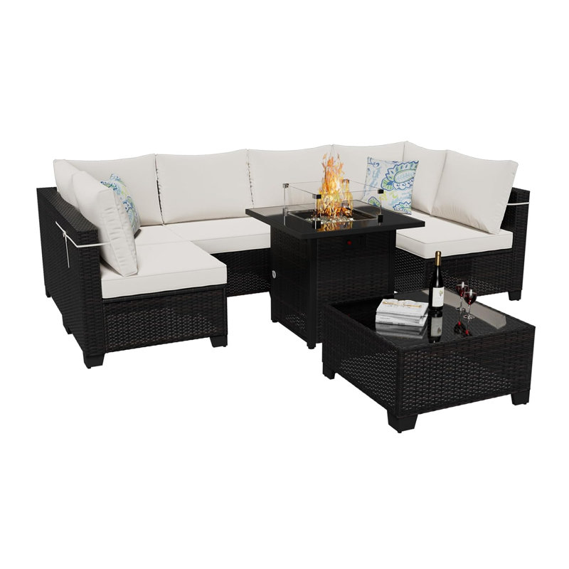14Pack Cushion Slipcovers Set For 7 Pcs (6 - Seaters) Wicker Rattan Sectional Sofa, Outdoor - Use With Zipper Design, Durable Polyester Material, Seat & Back Protection
