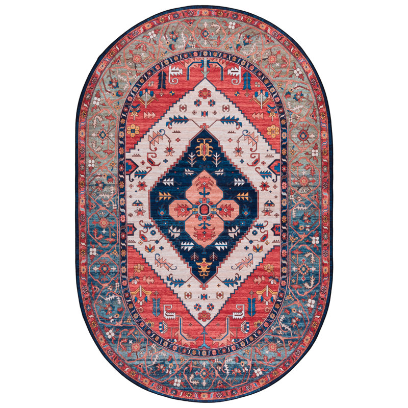Tapis oriental lavable à la machine Pashen Performance, Ovale 5 pi x 8 pi