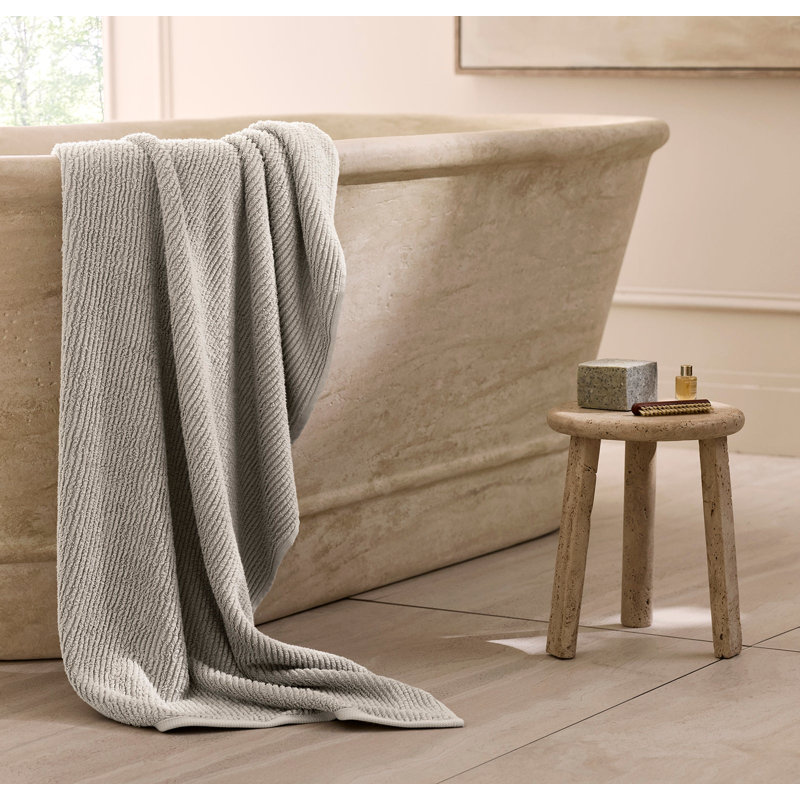 Turkish Ribbed Ribbed Bath Sheet, Pewter