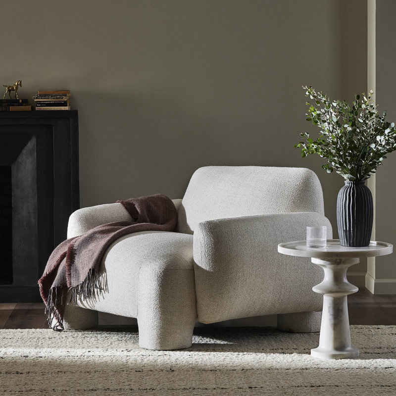 Gilson Upholstered Armchair, Cream/Flax Polyester Blend