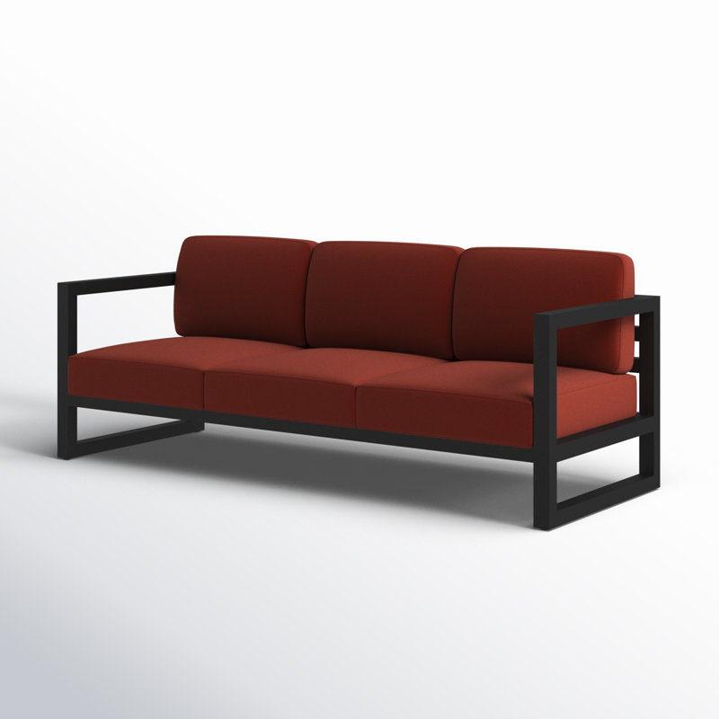 Avion Patio Sofa with Sunbrella Cushions, Canvas Charcoal Sunbrella® Canvas, Black