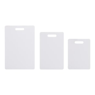 JoyJolt Plastic Cutting Board Set. White and Grey Cutting Boards