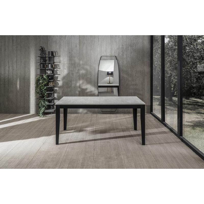 Nithilan Extendable Oak Metal Base Dining Table, White, Black