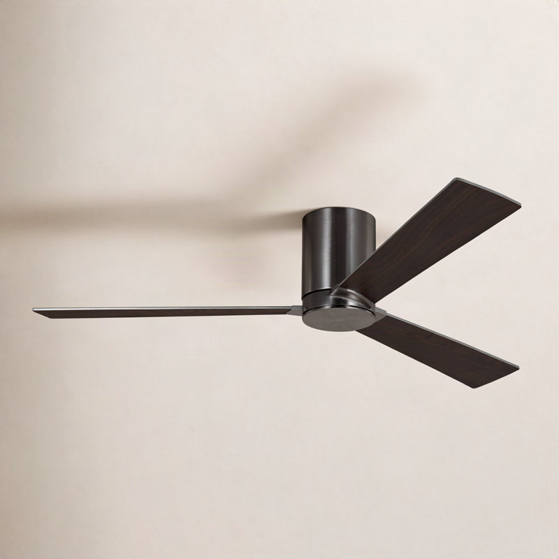 Salma Ceiling Fan, Silver/American Walnut Reversible Blades, Brushed Steel, 9.3" H x 52" W