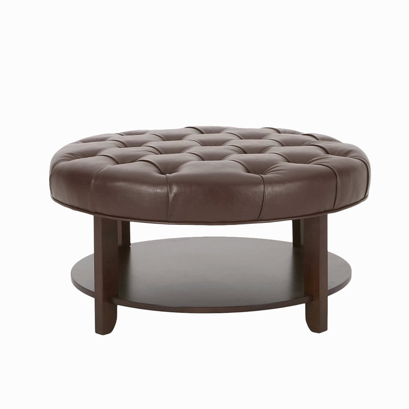 OTTOMAN ROND, Marron foncé