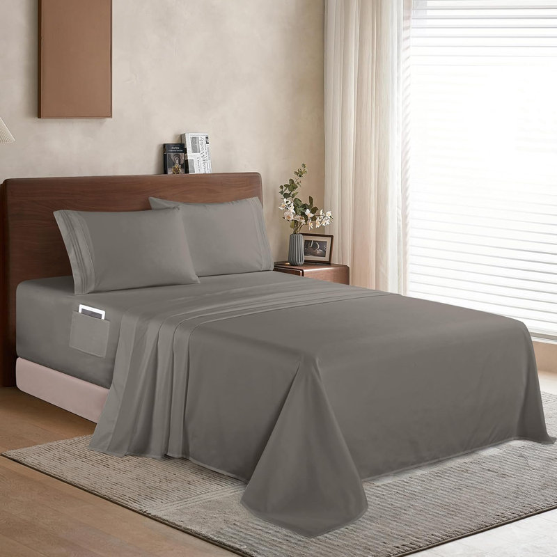 Elegant Comfort Luxury 1500 Premium Hotel Quality Microfiber 4-Piece Sheet Set - Soft, All Around Elastic 18-24 Inches Deep Fitted Sheet - Extra Deep Pocket Sheets