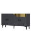Console Adams avec option de fixation murale, finition anthracite et or, 59,1 po x 29,5 po x 12,6 po | 100% panneau de particules enduit de mélamine, épaisseur: 0,7 pouce | Nombreuses tablettes pour un rangement et une organisation élégants-120473427
