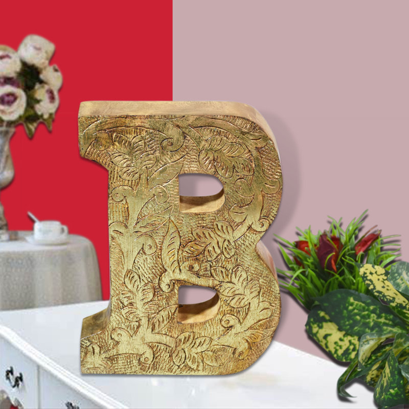 Haddam Text & Numbers Letter Block, Gold, B