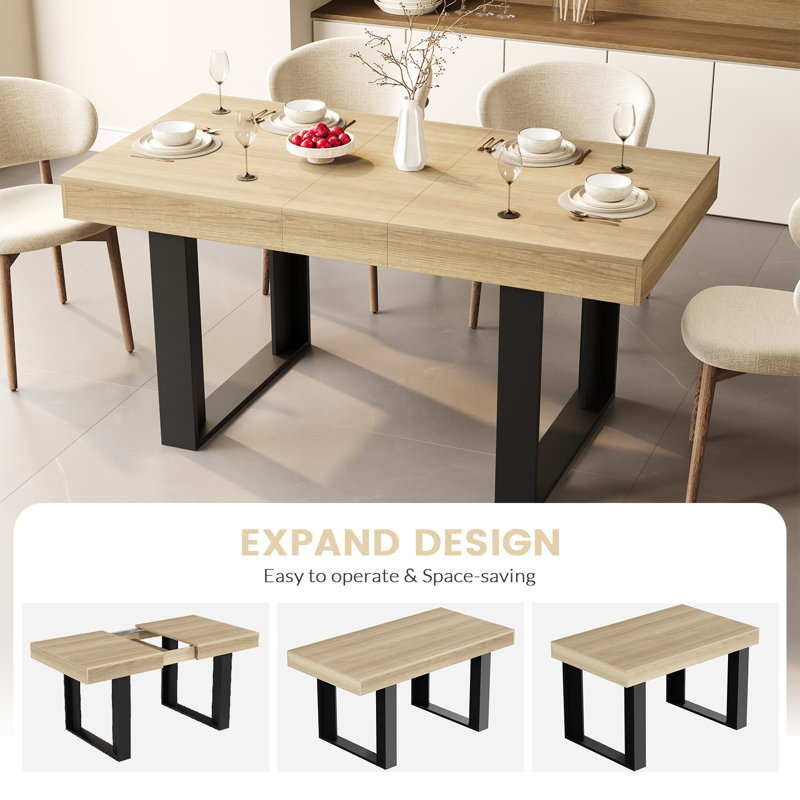 Extendable Dining Table, Natural 