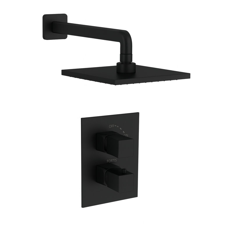 Abruzzo Thermostatic Volume Control Shower Head with 8-Inch 1.8 GPM Rain Shower Head, Valve Included, Matte Black