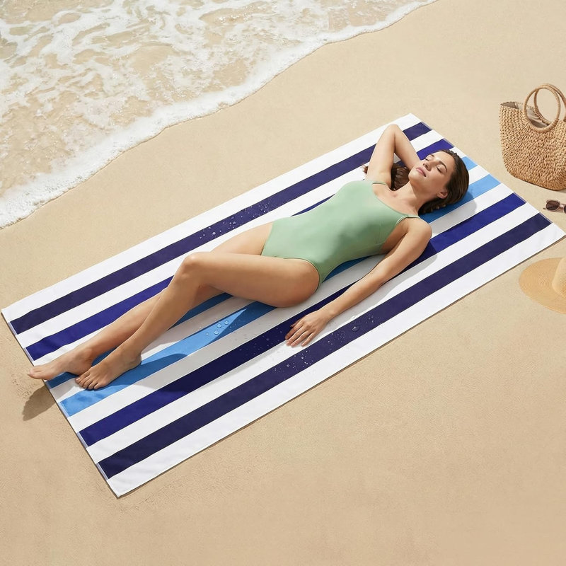 Grande serviette de plage surdimensionnée en microfibre 35 x 70 pouces