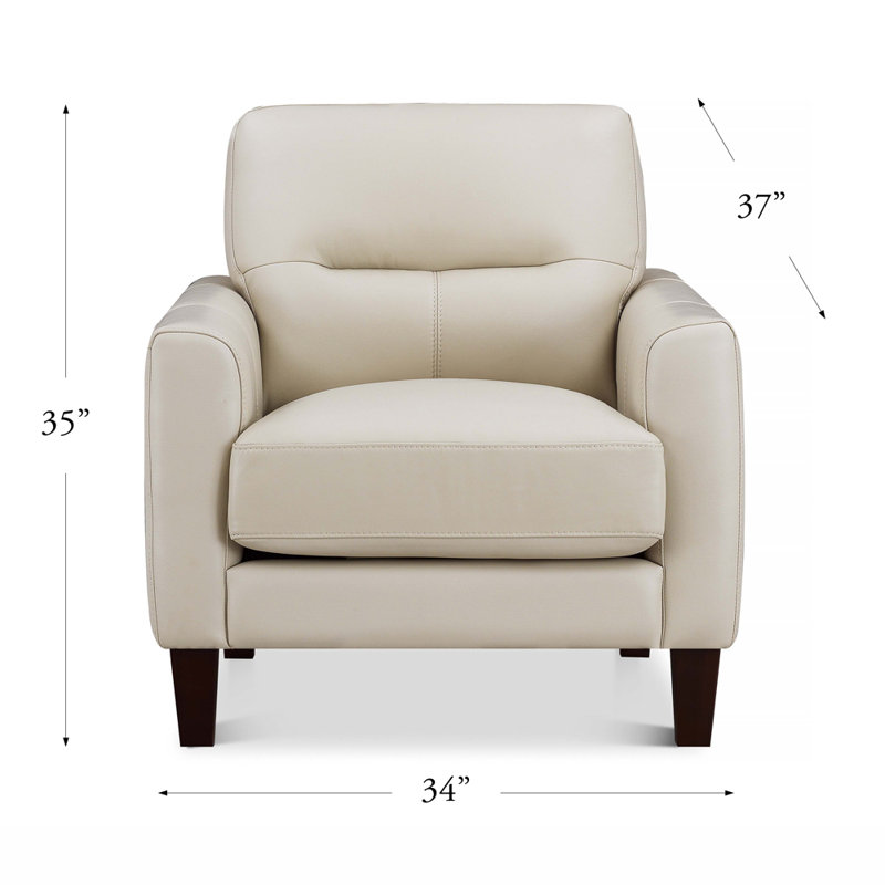 Schneider Top Grain Leather Chair, Chloe Vanilla White Genuine Leather