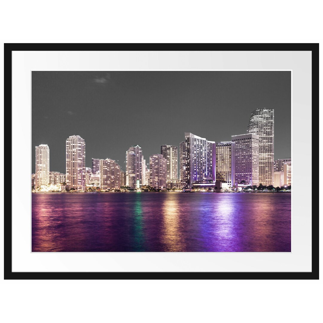 Gerahmtes Poster Skyline von Miami Florida