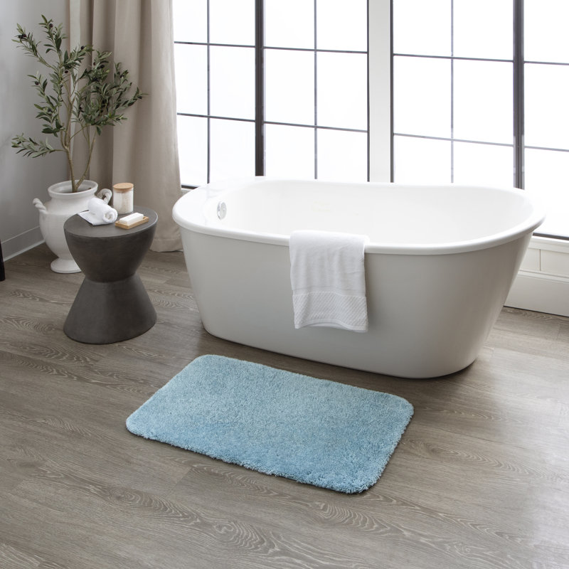 Tapis pour salle de bain Galena, L 24 po x L 40 po, Bleu diamant