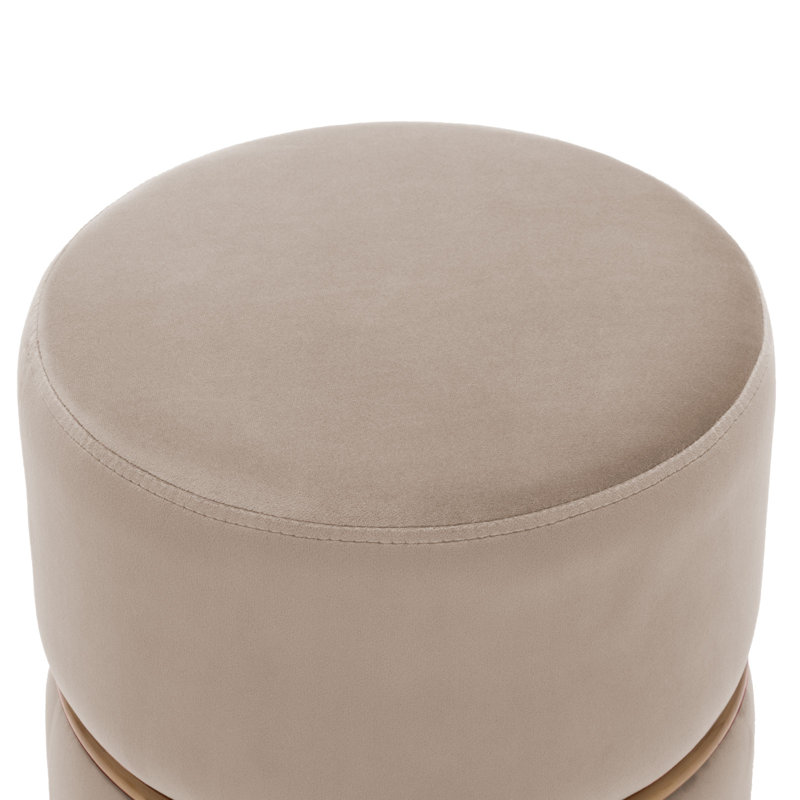 Repose-pieds rond en velours 14 po Celynn, Velours kaki