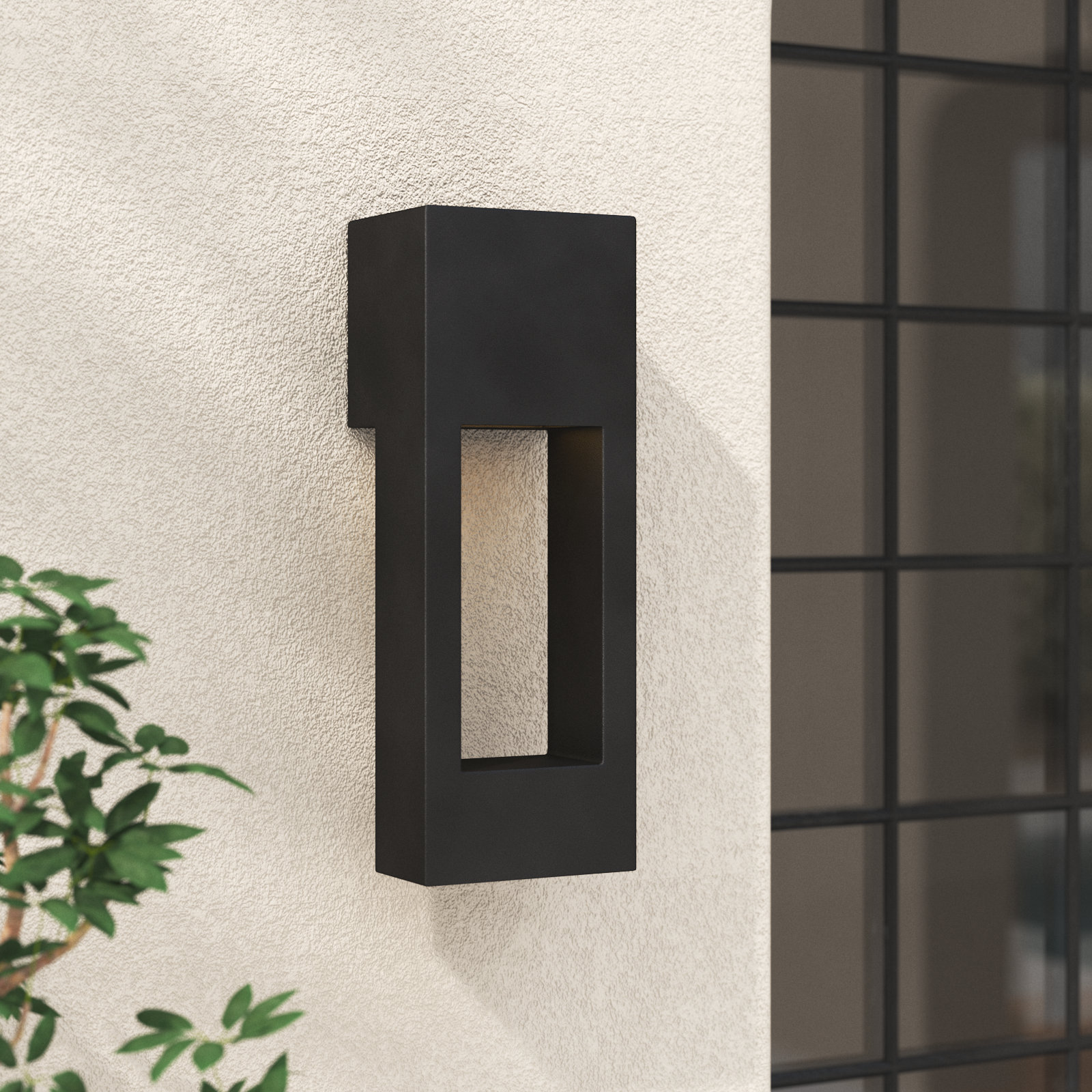 Blandburg Rectangle Outdoor LED Wall Light, Black, 16" H x 5.75" W x 5.75" D