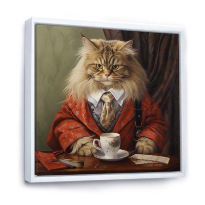 Chat blanc sibérien en costume élégant I