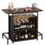 Unité de bar Industrial Home, table de pub à 3 niveaux avec bar à vin, armoire à vin en forme de L avec porte-verres et rangement pour le vin