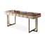 Bureau brun clair + or rectangulaire + bois manufacturé + acier inoxydable avec 2 tiroirs-119961339-119961332