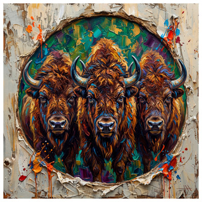 Trois couvertures de peinture Buffaloes