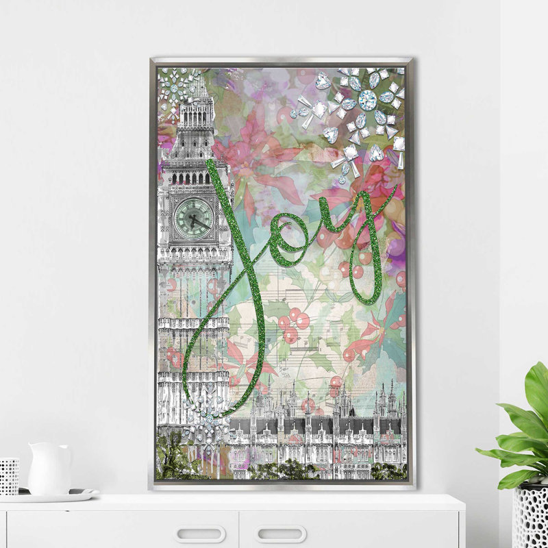 Joy (vertical) par Jodi - impression, H 33,5 po x l 21,5 po x P 2 po, Cadre flottant argent