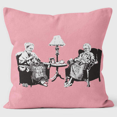 Punk Grannies Banksy Inspired Graffiti Cushion