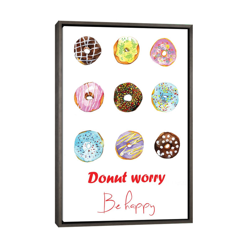 « do not inquiéter be happy »-impression sur papier, H 40 po x l 26 po x P 1,5 po, Toile encadrée de bois rustique foncé