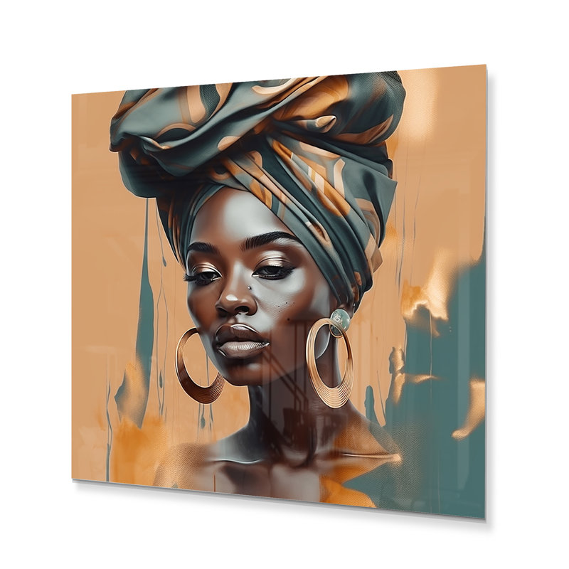 Femme africaine africaine III sur impression métallique, H 16 po x l 16 po x P 1 po