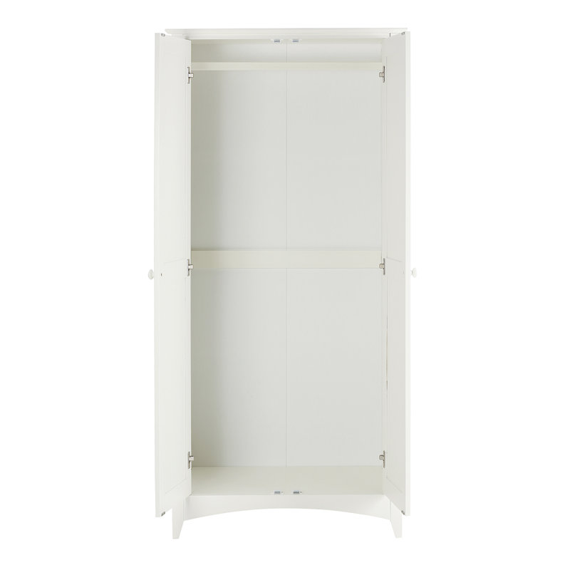 Derrickson 2 Door Solid Wood Wardrobe, White