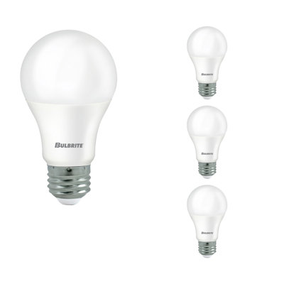 Bulbrite A19 LED 3-Way Light Bulbs, 40/60/100W Equivalent, Soft White (3000K), E26 Medium Base, Frosted, Non-Dimmable, 4-Pack