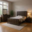 Ensemble de chambre à coucher pour grand lit 4 pièces Fema, tête de lit à panneau à facettes verticales, brun-118445311