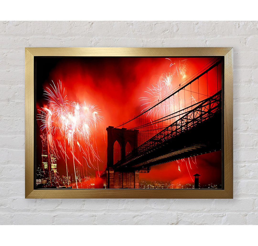 New York City Brooklyn Bridge Feuerwerk - Druck