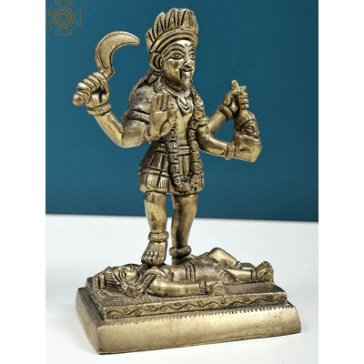 Statue en laiton 6 po Maa Kali Idol - déesse féroce fabriquée à la main Kali