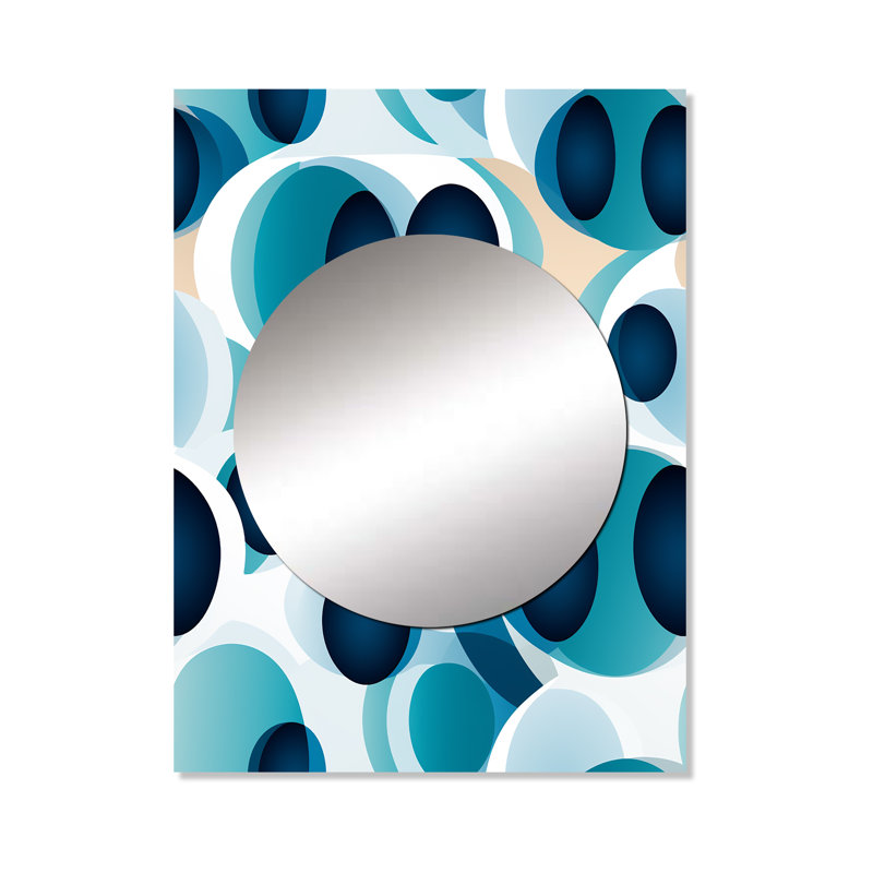 Michille, cobalt bleu minimaliste avec cercles géométriques - décor de miroir mural unique géométrique, grand miroir moderne, art imprimé en métal