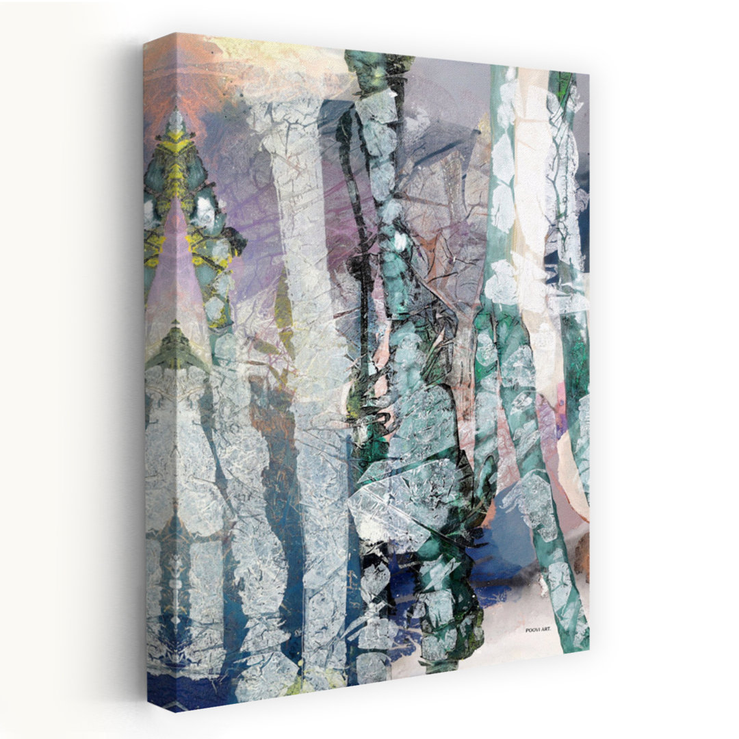 Misty Forest Abstract Abstract Contemporary Dreamy Forest Landscape Wall Art Print