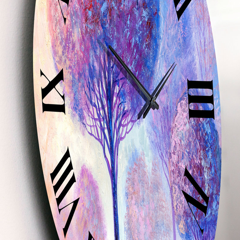 Impression d'arbres colorés II - Horloge murale traditionnelle, Moyen